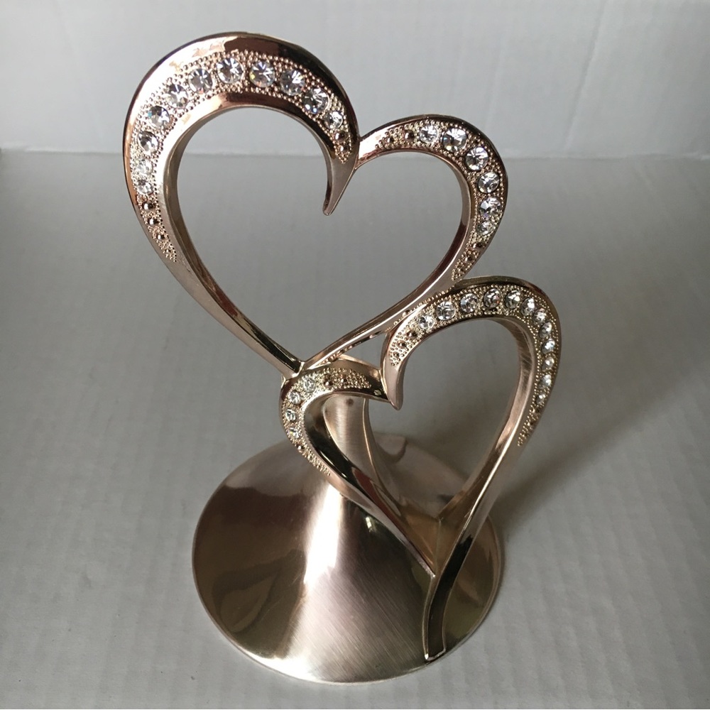 Silver Metal Doble Heart Cake Topper